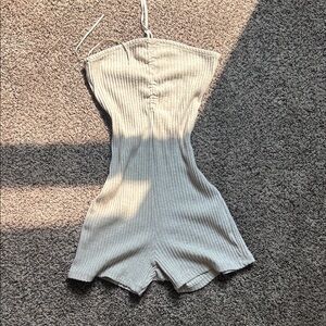Zara Ribbed Cream Strapless Top